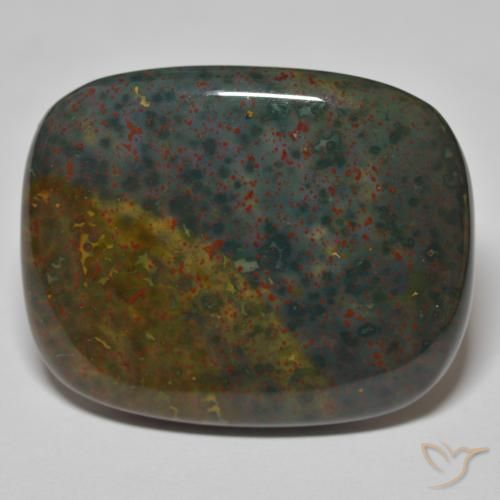 36.98ct 天然 緑と赤 ブラッドストーン, クッション, オペーク
