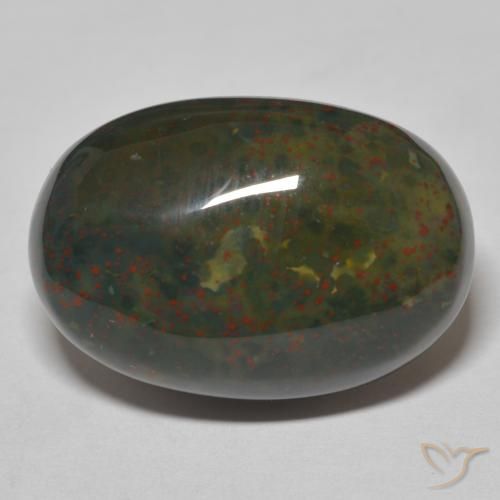 18.18ct 天然 緑と赤 ブラッドストーン, 楕円形, オペーク