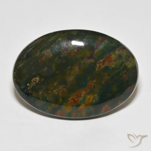 39.09ct 天然 緑と赤 ブラッドストーン, 楕円形, オペーク