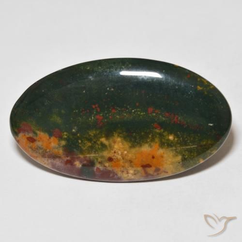 27.37ct 天然 緑と赤 ブラッドストーン, 楕円形, オペーク