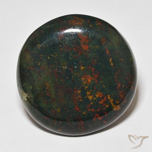 34.68ct 天然 緑と赤 ブラッドストーン, ラウンド, オペーク