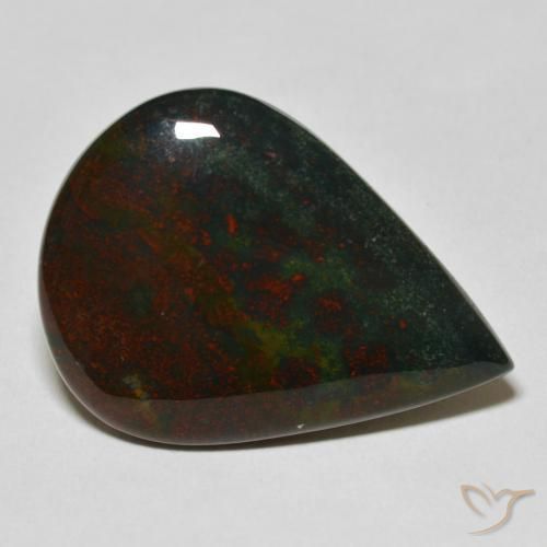 23.05ct 天然 緑と赤 ブラッドストーン, 洋梨の形, オペーク