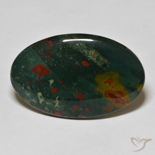 38.07ct 天然 ダークグリーン ブラッドストーン, 楕円形, オペーク