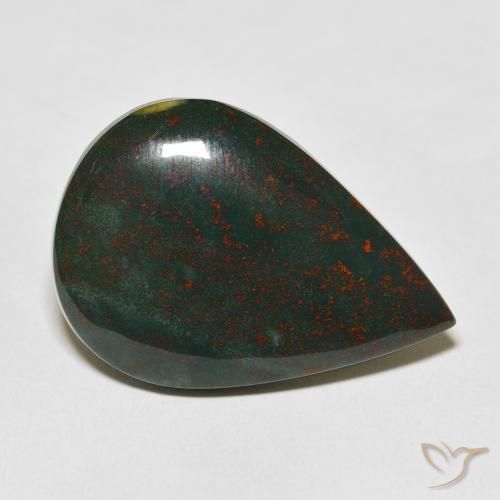 25.50ct 天然 緑と赤 ブラッドストーン, 洋梨の形, オペーク
