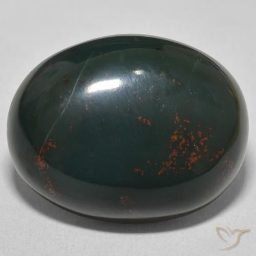 24.03ct 天然 緑と赤 ブラッドストーン, 楕円形, オペーク