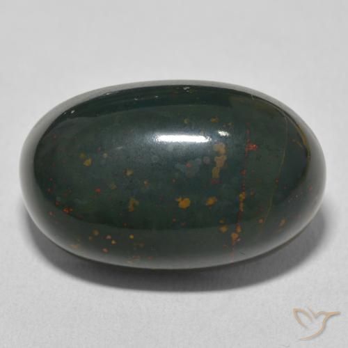 20.45ct 天然 緑と赤 ブラッドストーン, 楕円形, オペーク