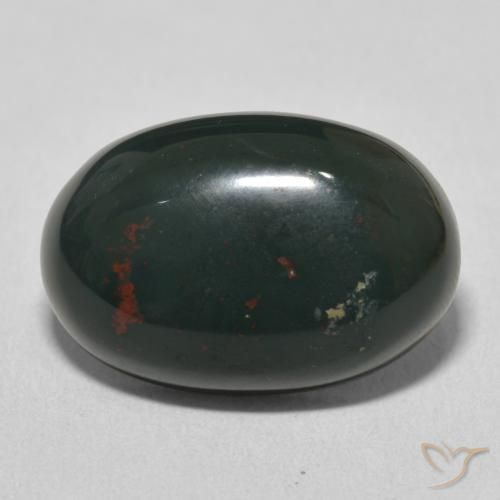 11.01ct 天然 ミディアムダークグリーン ブラッドストーン, 楕円形, オペーク