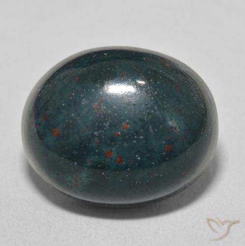 15.13ct 天然 青みがかったグリーン ブラッドストーン, 楕円形, オペーク