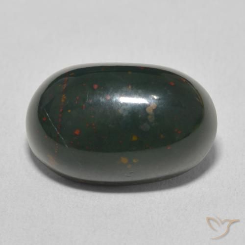 9.92ct 天然 ディープグリーン ブラッドストーン, 楕円形, オペーク