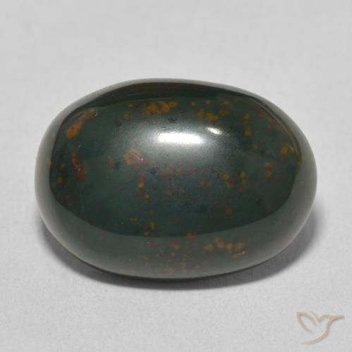 10.28ct 天然 ダークグリーン ブラッドストーン, 楕円形, オペーク