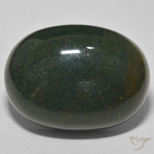 35.01ct 天然 ディープグリーン ブラッドストーン, 楕円形, オペーク