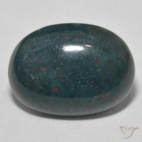 13.24ct 天然 ダークグリーン ブラッドストーン, 楕円形, オペーク
