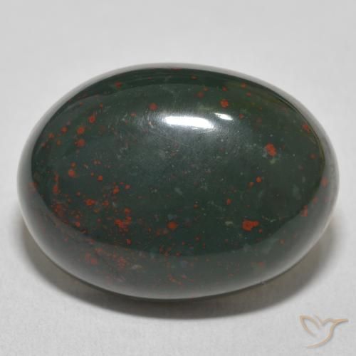 21.79ct 天然 緑と赤 ブラッドストーン, 楕円形, オペーク