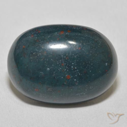 18.39ct 天然 青みがかったグリーン ブラッドストーン, 楕円形, オペーク