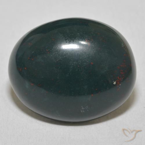 17.00ct 天然 ミディアムダークグリーン ブラッドストーン, 楕円形, オペーク