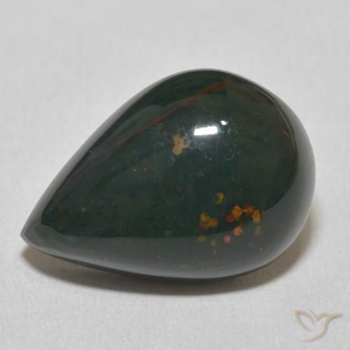 10.92ct 天然 ディープグリーン ブラッドストーン, 洋梨の形, オペーク