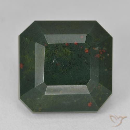 17.25ct 天然 フォレストグリーン ブラッドストーン, エメラルドカット, オペーク