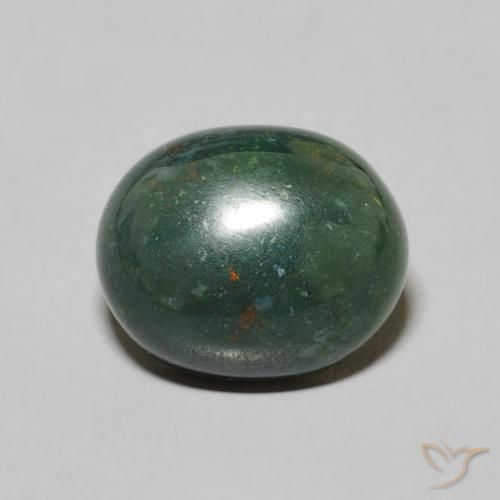 2.45ct 天然 ミディアムグリーン ブラッドストーン, 楕円形, オペーク