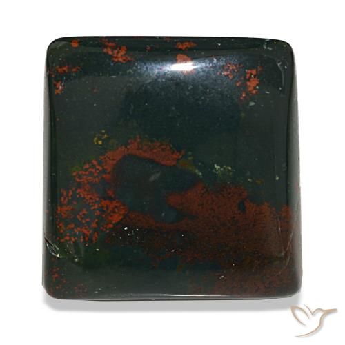 19.71カラットの天然マルチカラーグリーンブラッドストーン（19.5×19 mm・四角）