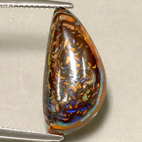 10.16カラットの天然マルチカラーボルダーオパール（21.4×10.5 mm・ファンシーシェイプ）