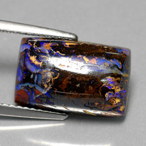 6.50カラットの天然マルチカラーボルダーオパール（14×9.1 mm・バゲット）