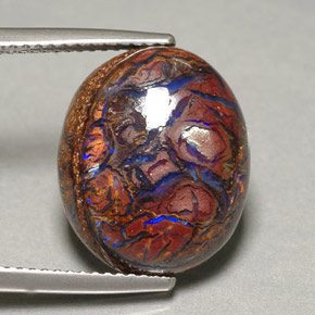 9.88カラットの天然マルチカラーボルダーオパール、オーバルカット、オペーク