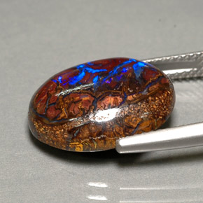 9.88カラットの天然マルチカラーボルダーオパール、オーバルカット、オペーク