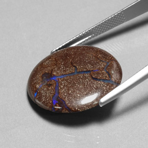 14.62カラットの天然マルチカラーボルダーオパール、ラウンドカット、オペーク