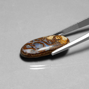 14.49カラットの天然マルチカラーボルダーオパール、オーバルカット、オペーク