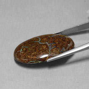 27.95カラットの天然マルチカラーボルダーオパール、オーバルカット、オペーク