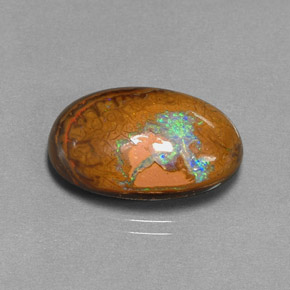 11.39カラットの天然マルチカラーボルダーオパール（18.6×11.9 mm・オーバルカット）