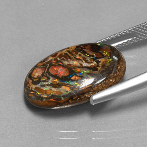 10.67カラットの天然マルチカラーボルダーオパール、オーバルカット、オペーク