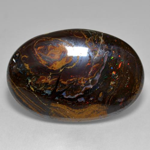 33.36カラットの天然マルチカラーボルダーオパール（28.1×19 mm・オーバルカット）