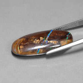 18.40カラットの天然マルチカラーボルダーオパール、オーバルカット、オペーク