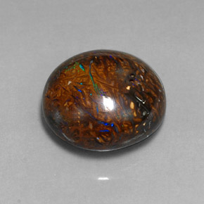 19.70カラットの天然マルチカラーボルダーオパール（17.3×15.9 mm・オーバルカット）