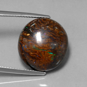 19.70カラットの天然マルチカラーボルダーオパール（17.3×15.9 mm・オーバルカット）