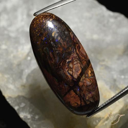 32.39ct 天然 マルチカラー ボルダーオパール, 楕円形, オペーク