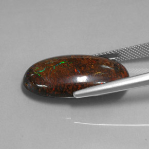 18.55カラットの天然マルチカラーボルダーオパール、オーバルカット、オペーク