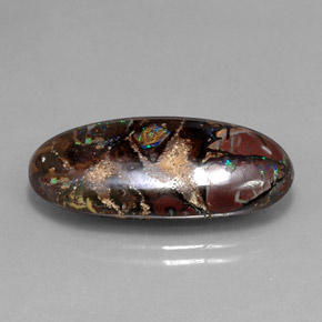 19.54カラットの天然マルチカラーボルダーオパール（29.3×13.2 mm・オーバルカット）