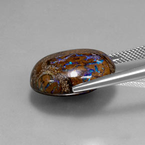 19.97カラットの天然マルチカラーボルダーオパール、オーバルカット、オペーク