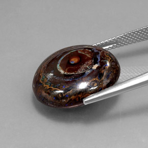 18.71カラットの天然マルチカラーボルダーオパール、ラウンドカット、オペーク