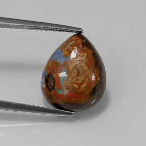 6.43カラットの天然マルチカラーボルダーオパール（15×12.1 mm・洋梨の形）