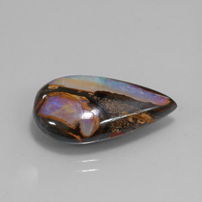 10.99カラットの天然マルチカラーボルダーオパール（21.2×12.8 mm・洋梨の形）