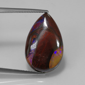 11.70カラットの天然マルチカラーボルダーオパール（20.3x13.1 mm・洋梨の形）
