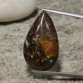 10.52カラットの天然マルチカラーボルダーオパール（21.7×13 mm・洋梨の形）