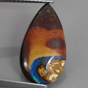 4.35カラットの天然マルチカラーボルダーオパール（17.3×9.6 mm・洋梨の形）