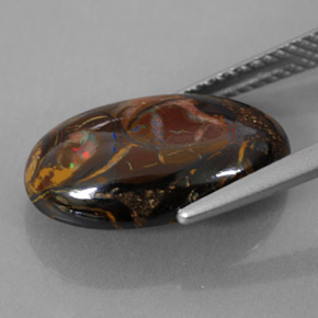 7.50カラットの天然マルチカラーボルダーオパール、オーバルカット、オペーク