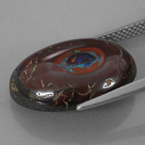 12.70カラットの天然マルチカラーボルダーオパール、オーバルカット、オペーク