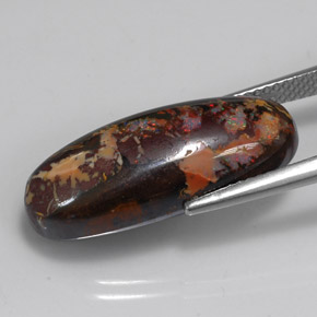 15.56カラットの天然マルチカラーボルダーオパール（23.7×9.8 mm・オーバルカット）