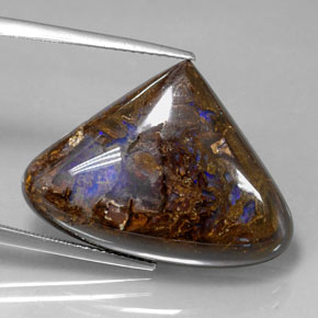 22.51カラットの天然マルチカラーボルダーオパール（26.5×19.6 mm・洋梨の形）